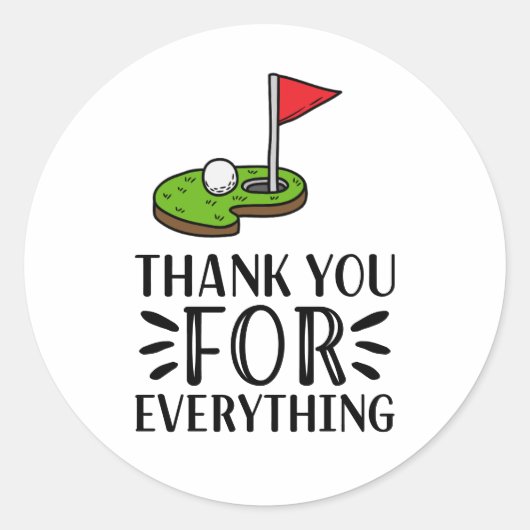 Sticker Rond Merci de golf pour tout (Devant)