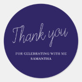 Sticker Rond Merci de graduation bleu simple (Devant)
