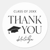 Sticker Rond Merci de graduation de la série noire moderne (Devant)