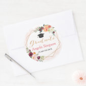 Sticker Rond Merci de graduation florale de cadre géométrique (Enveloppe)