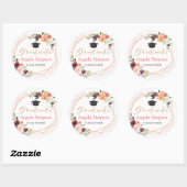 Sticker Rond Merci de graduation florale de cadre géométrique (Feuille)