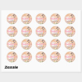 Sticker Rond Merci de graduation florale rose (Feuille)