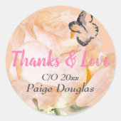 Sticker Rond Merci de graduation florale rose (Devant)