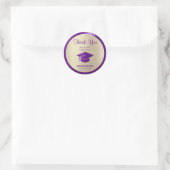 Sticker Rond Merci de graduation Gold Purple Classe de 2022 (Sac)