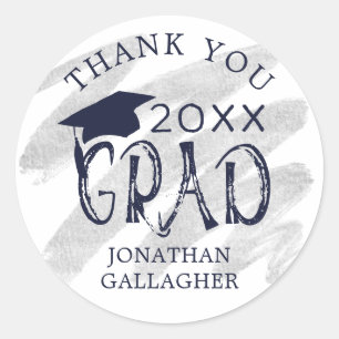 Sticker Rond Merci de graduation moderne Couleurs personnalisée
