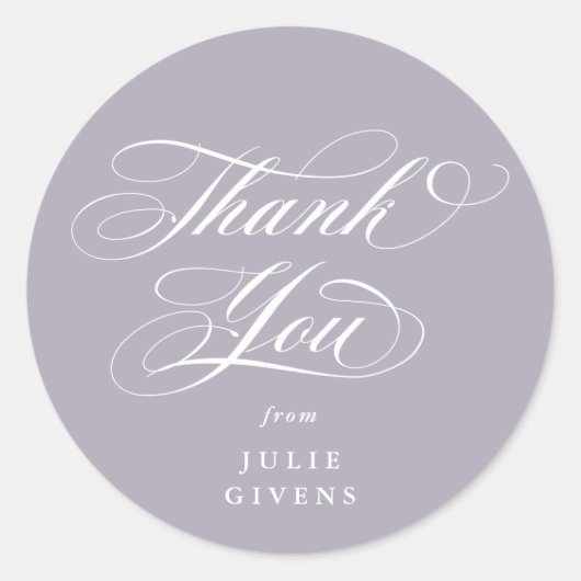 Sticker Rond Merci de graduation Soft Purple Élégant Script (Devant)