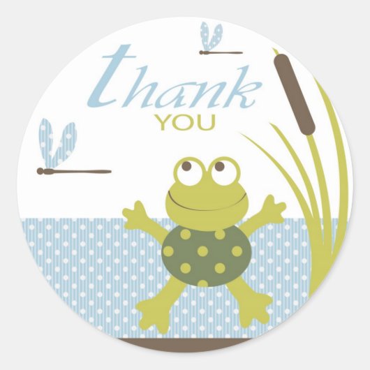 Sticker Rond Merci de grenouille et libellule (Devant)