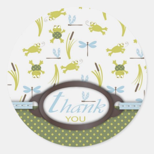 Sticker Rond Merci de grenouille et libellule (Devant)