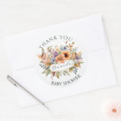 Sticker Rond Merci de jardin fée enchantée bébé fille douche (Enveloppe)