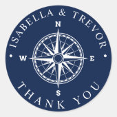 Sticker Rond Merci de la boussole Rose nautique (Devant)
