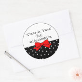 Sticker Rond Merci de la Bow rouge pois (Enveloppe)