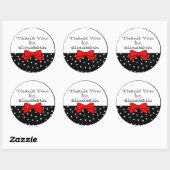Sticker Rond Merci de la Bow rouge pois (Feuille)