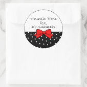 Sticker Rond Merci de la Bow rouge pois (Sac)