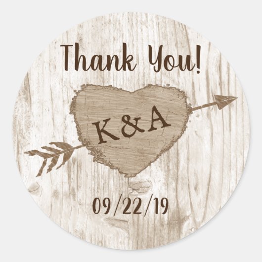 Sticker Rond Merci de la collection de Mariages d'arbre cardiaq (Devant)