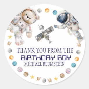 Sticker Rond Merci de la fête d'anniversaire de l'espace extra-