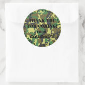 Sticker Rond Merci de la fête de Camouflage (Sac)