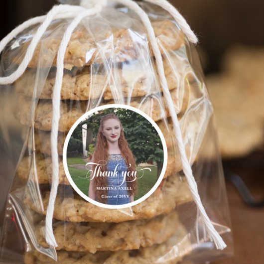 Sticker Rond Merci de la graduation photo