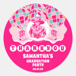 Sticker Rond Merci de la soirée de graduation de la cow-girl sp