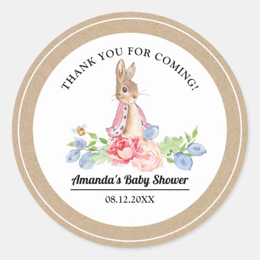 Sticker Rond Merci de lapin doux Favoriser Baby shower (Devant)