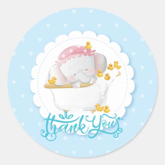 Sticker Rond Merci de l'éléphant d'anniversaire (Devant)