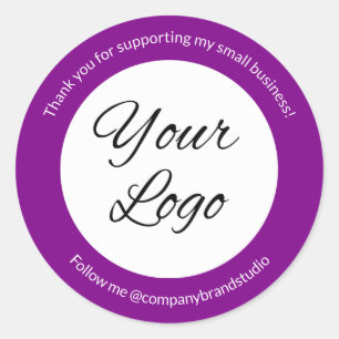 Sticker Rond Merci de l'entreprise de logo Purple Add Small Bus