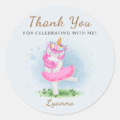 Sticker rond Merci de licorne rose (Devant)