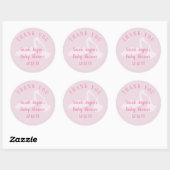 Sticker Rond Merci de livraison de Baby shower de filles (Feuille)