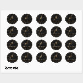 Sticker Rond Merci De Logo De Script Monogramme D'Entreprise Po (Feuille)