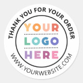 Sticker Rond Merci De Logo Personnalisé Pour Votre Commande (Devant)