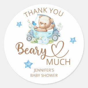 Sticker Rond Merci de l'ours en peluche