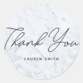 Sticker Rond Merci de Marbre blanc moderne (Devant)