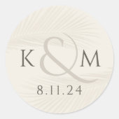 Sticker Rond Merci de Mariage à feuilles tropicales Boho (Devant)