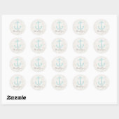 Sticker Rond Merci de Mariage Ancre turquoise rustique (Feuille)