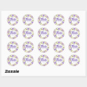 Sticker Rond Merci de Mariage blanc violet (Feuille)