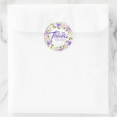 Sticker Rond Merci de Mariage blanc violet (Sac)