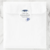 Sticker Rond Merci de Mariage bleu-duvet d'aquarelle Floral (Sac)