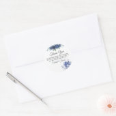 Sticker Rond Merci de Mariage bleu-duvet d'aquarelle Floral (Enveloppe)