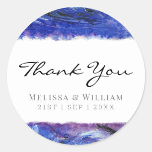 Sticker Rond Merci de Mariage bleu peint