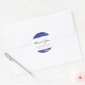Sticker Rond Merci de Mariage bleu peint (Enveloppe)