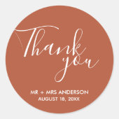 Sticker Rond Merci de Mariage Boho en terre rouille (Devant)