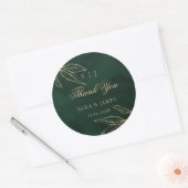 Sticker Rond Merci de Mariage botanique vert émeraude (Enveloppe)