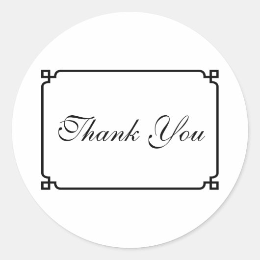 Sticker Rond Merci de Mariage chic Black Deco (Devant)