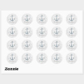 Sticker Rond Merci de Mariage d'Ancre bleu rustique (Feuille)