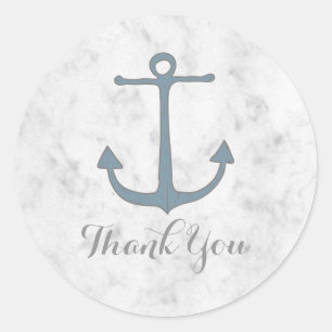 Sticker Rond Merci de Mariage d'Ancre bleu rustique