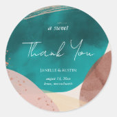 Sticker Rond Merci de Mariage d'aquarelle Abstrait (Devant)