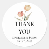 Sticker Rond Merci de Mariage d'aquarelle Delacate Tulip (Devant)
