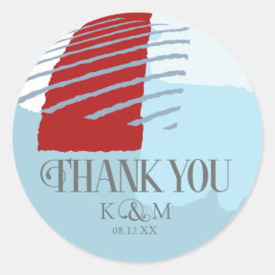 Sticker Rond Merci de Mariage de bloc couleur - hiver ID740