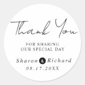Sticker Rond Merci de mariage de calligraphie de script (Devant)