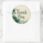 Sticker Rond Merci de Mariage de couronne de feuille tropicale (Sac)