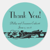 Sticker Rond Merci de Mariage de frontière floral Art déco ! (Devant)